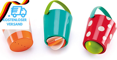 Hape Buntes Eimer-Set | Dreiteiliges Wasserrad-Badespielzeug Für Kleinkinder, Me