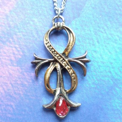 Ankh der Unsterblichen Unendlichkeit Anhänger Halskette in Rot Silber Goldfarben Bruyère Gothic