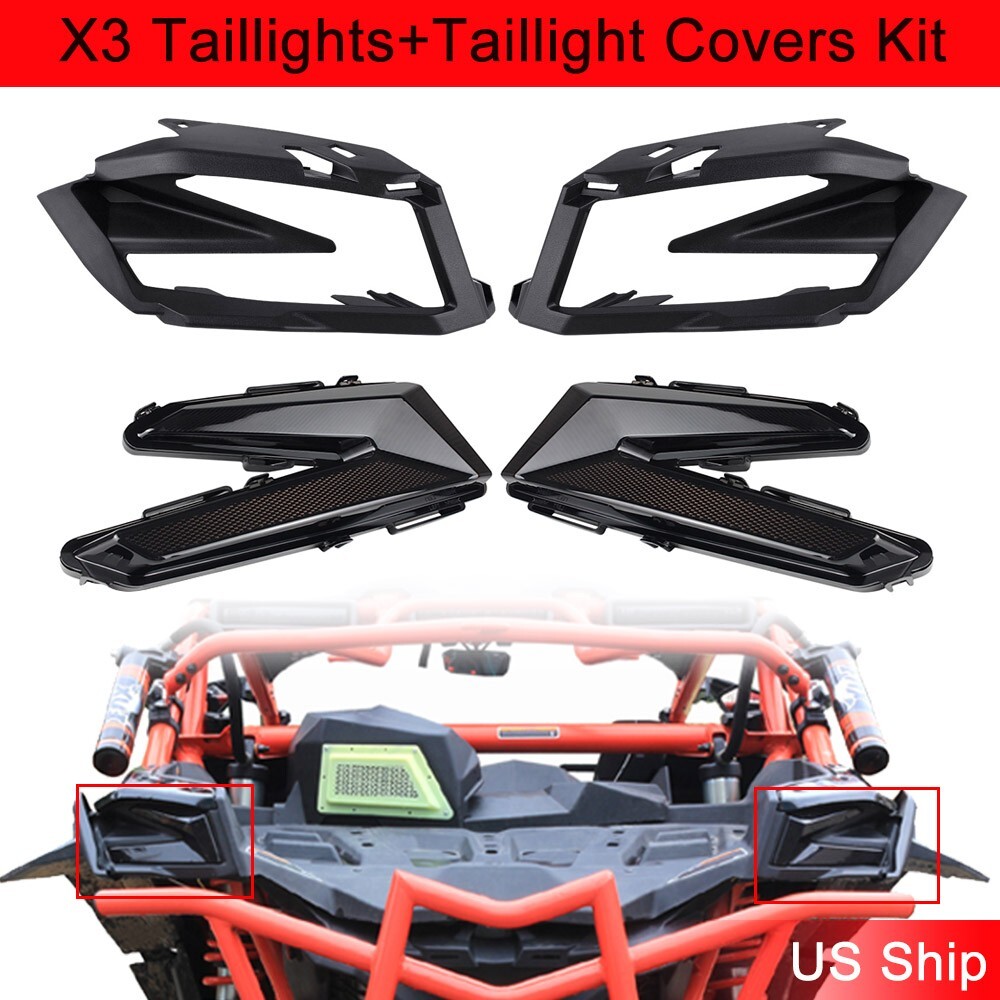 LED Taillights+Taillight Covers Kit Compatible with Can-Am Maverick X3 2017-2023