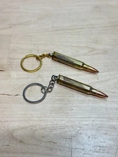 Real Bullet Keychain .223 Rem Engraved Distressed Flag w/ Gold or Silver Ring