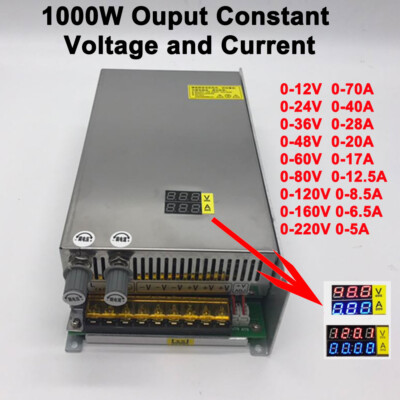 AC110/220 to DC0-220V 0-70A 1000W Adjustable Knob Switching Power Supply for COB