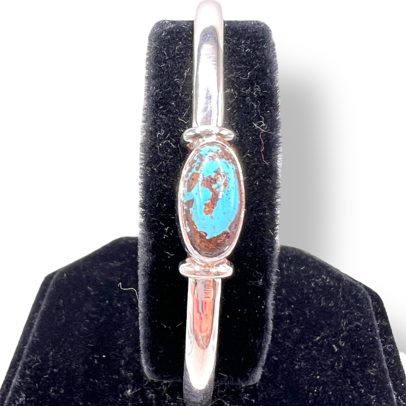 Solid Silver Sterling Turquoise Cuff Bracelet Per… - image 10