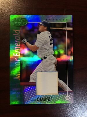 2002 LEAF CERTIFIED MATERIALS MIRROR EMERALD #149 JASON GIAMBI YANKEES BASE #/5