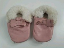 Freshly Picked Blush Shearling Bow Baby ShoeMoccasins Size 3