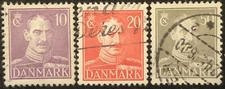 DENMARK 1942 - KING CHRISTIAN X - THREE FINE USED STAMPS