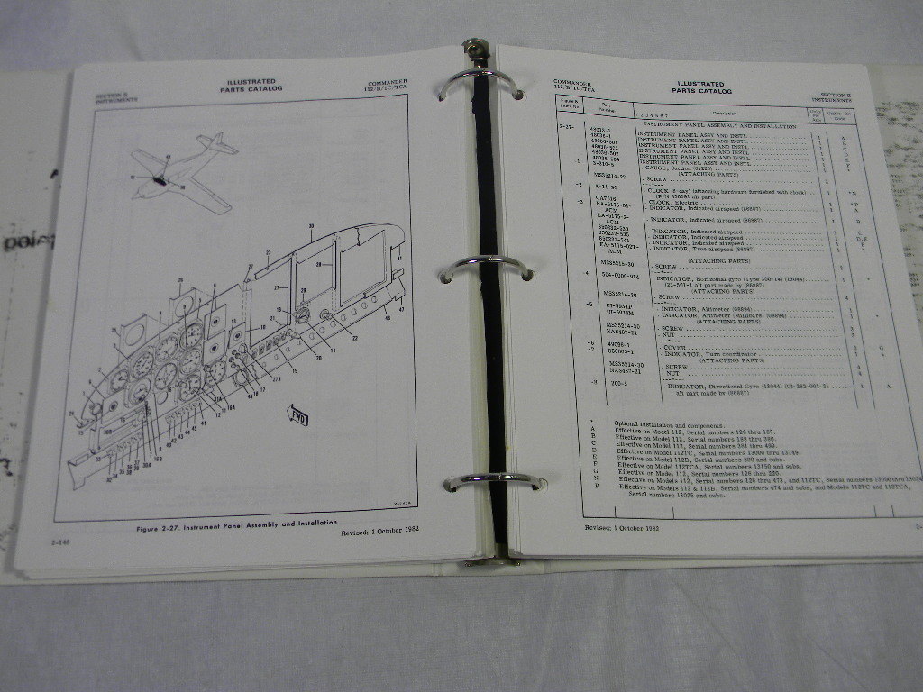 Commander 112 B / TC / TCA Airplane Illustrated Parts Manual Book ...