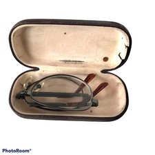 Vintage Metal Frame Folding Eyeglasses Hard Case Portable Pocket Lenses