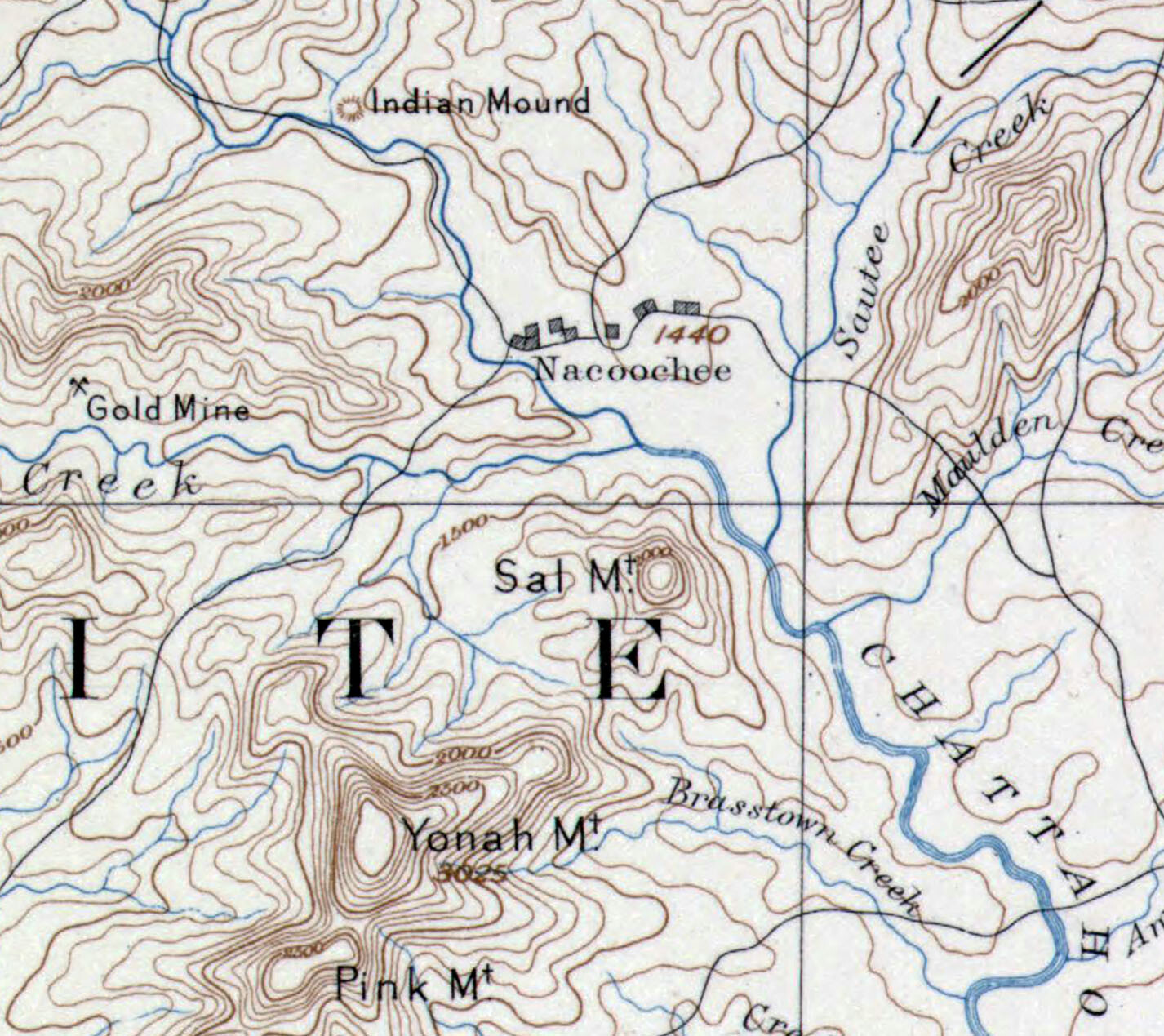 1885 Map of Dahlonega Georgia Topographic Sheet