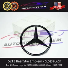 S213 E63S WAGON AMG Trunk Star Emblem GLOSS BLACK Rear Logo Badge Mercedes E450