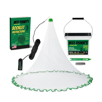 American Pro Cast Net - 4ft/6ft/8ft/10ft/12ft - 3/8'' Mesh - Real Lead 1-lbs/f...