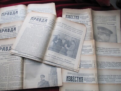 7 PRAVDA Правда + 5 Iswestija Известия Papiere (November 1944) - V selten sehr guter Zustand