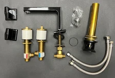 Phylrich 184-03/041 Widespread Low Arc Lavatory Faucet in Glossy Black (damaged)