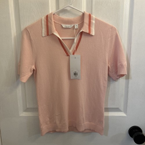 Lady Hagen Women's Contrast Trim Short Sleeve Golf Polo, Pink, XS NWT