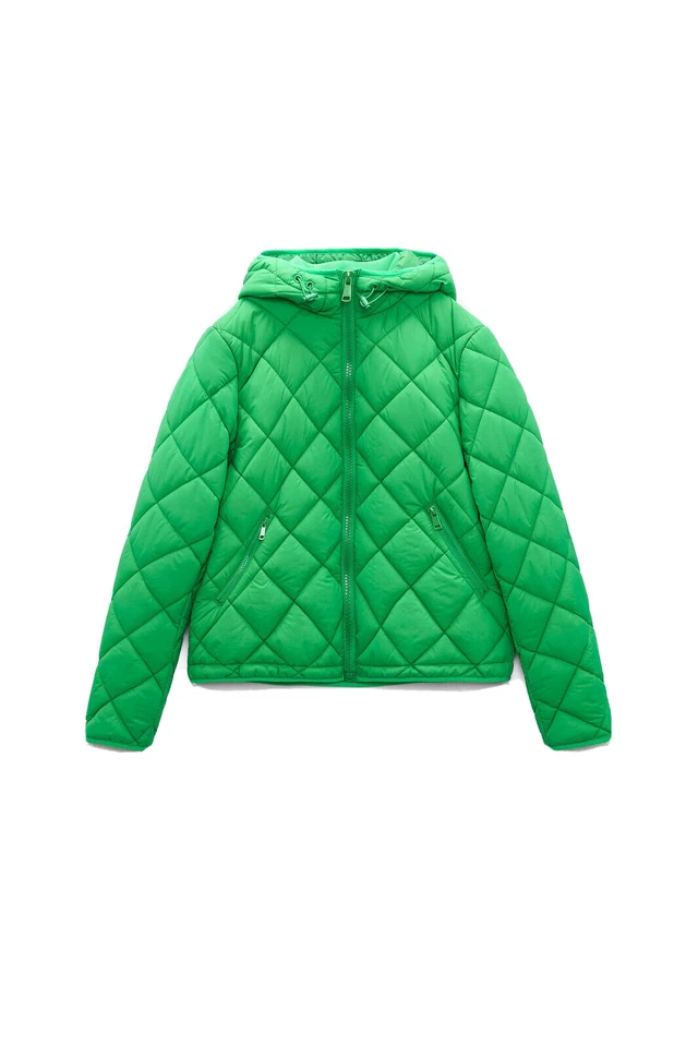 NWT Zara Size XS Green Hooded Quilted Jacket 2969/055 - Image 2 of 2