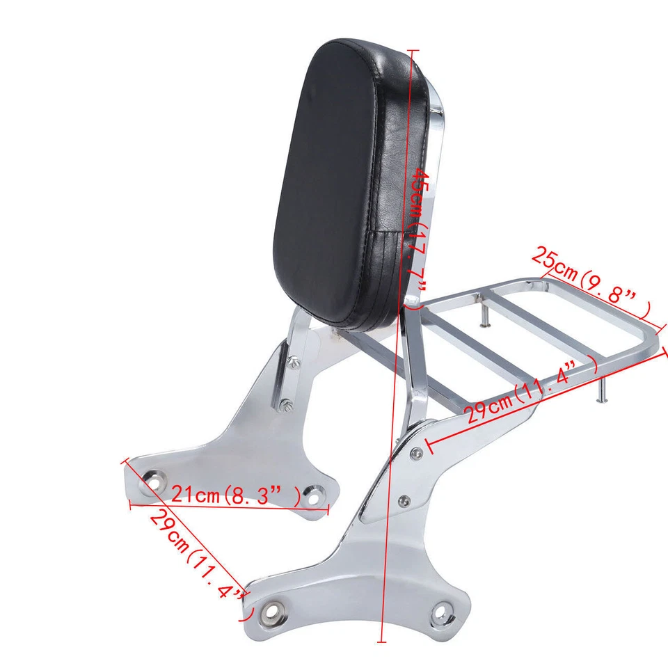 Sissy Bar Backrest Luggage Rack Fit For Honda Shadow ACE750 VT400 750 1997-2003 Foto 3 de 4