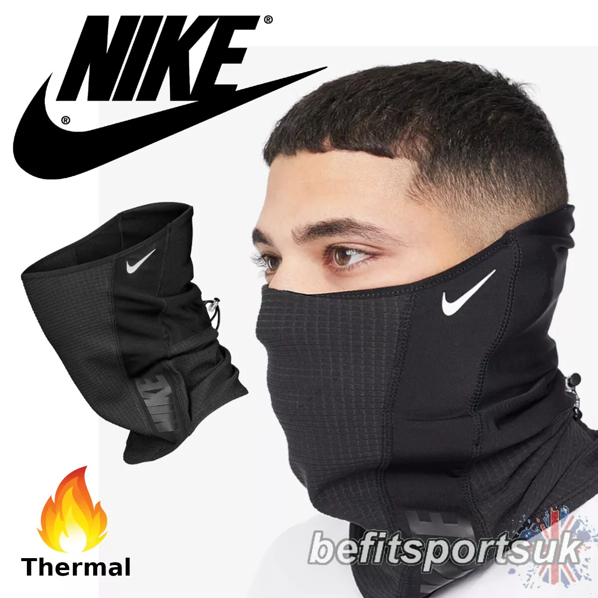 NIKE SNOOD NECK WARMER - BLACK FLEECE SCARF MASK ONE SIZE ADULTS