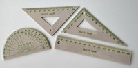 Geometrie Lineal Set Green Style 4 Teilig Winkelmesser Lineal Zeichendreiecke