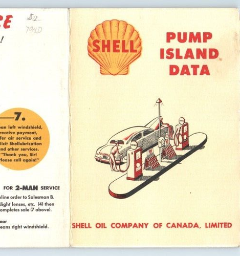 1952 Shell Oil Gas Pump Island Data Card Service Station Employee Info VTG Model - Picture 3 of 6