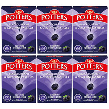 Potters Potter's Blackcurrant & Glycerine Soothing Formulation 20 Pastilles X6