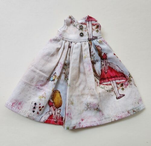 Blythe Doll Dress Alice In Wonderland Print Outfit Pullip Clothes 1/6 Doll Bjd