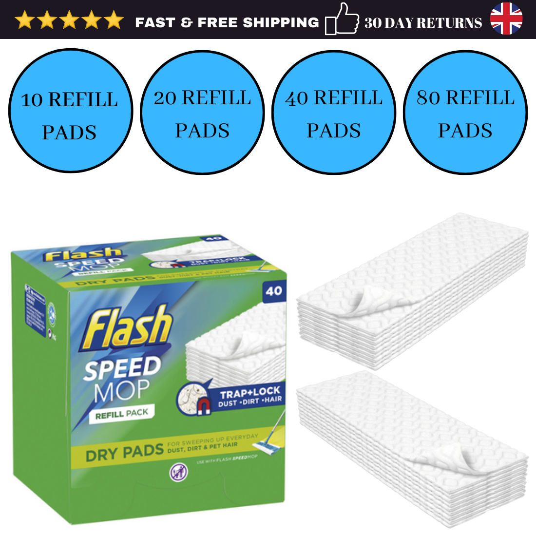Flash Speed Mop Dry Refills Pads Floor Surface Cleaning Absorbent Fast