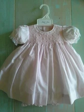 NWT Petit Ami Pale Pink Smocked Lace Dress Bloomers 9M Baby Girls 9 Months