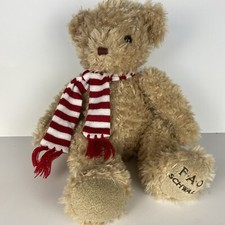 FAO Schwartz Christmas Winter Teddy Bear with Red  White Scarf - Super Soft