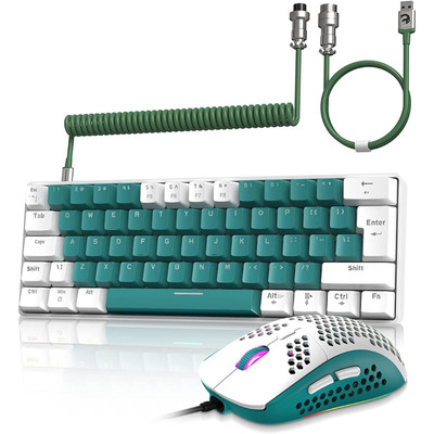 Ziyou Lang kabelgebundene Gaming-Tastatur & -Maus Combo + aufgerolltes USB C-Kabel T60 Pro-Com.