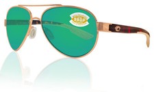Costa Del Mar Loreto Rose Gold Tortoise Green Mirror 580P Plastic Polarized Lens