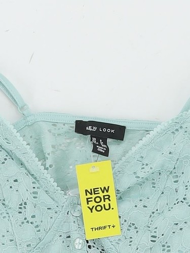 New Look Women's Top UK 8 Blue Nylon with Elastane, Polyester Cropped - Picture 4 of 5