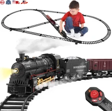 Train Set with Remote Control,Electric Train Track Around Christmas Tree W/Cargo