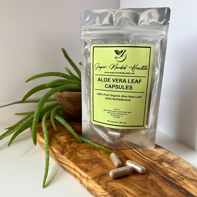 Organic Aloe Vera Leaf Capsules 500 Mg (Aloe Barbadensis)