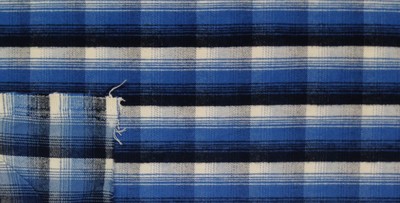 PLAID STRIPE BLACK BLUE #53841 WOVEN DESIGNER 100% COTTO FABRIC BY