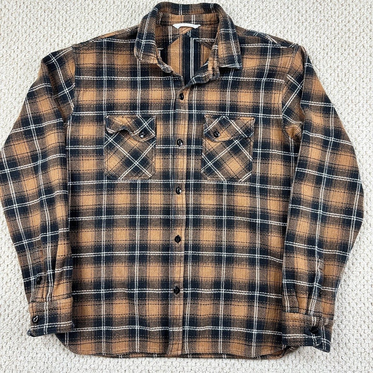 3sixteen Crosscut Flannel Fits Mens L Sienna/Black Plaid Heavy Long Sleeve Shirt