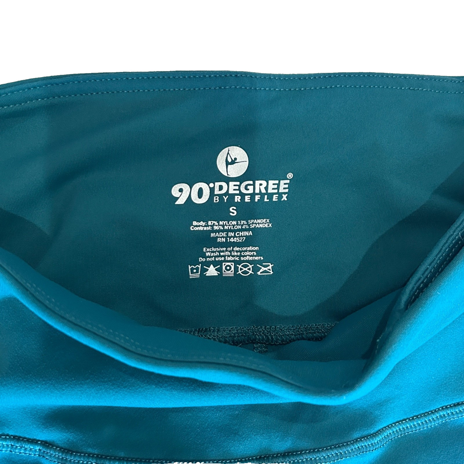 90 Degree By Reflex High Waist Power Flex Tummy Control Leggings Teal Size S