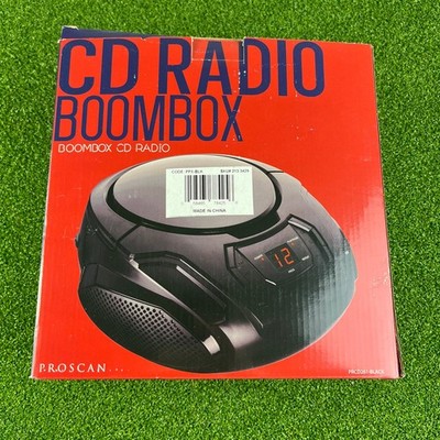Proscan Elite Portable CD Boombox with AM/FM Radio Black Open Box 
