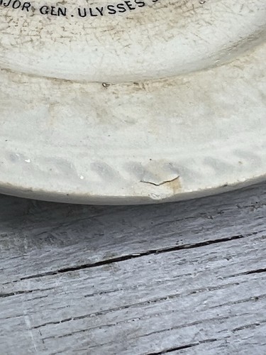 AS-IS Cracks Chips Major Gen Ulysses S Grant Transferware Child Alphabet Plate - Picture 13 of 24
