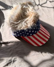 American Flag Hat W Hair On Top.