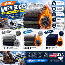 3/5 Pairs Solid Color Socks for men Winter Warm Socks Thermal Socks Thick