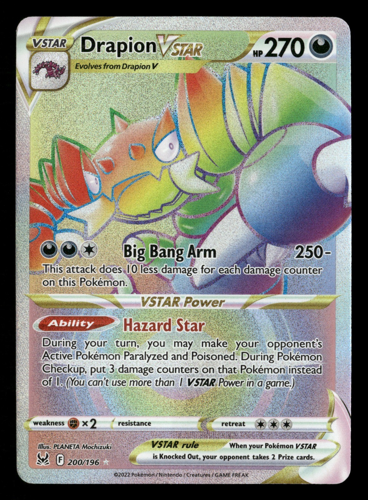 Drapion VSTAR (Secret) 200/196 Holo SWSH11: Lost Origin DMG Pokémon TCG