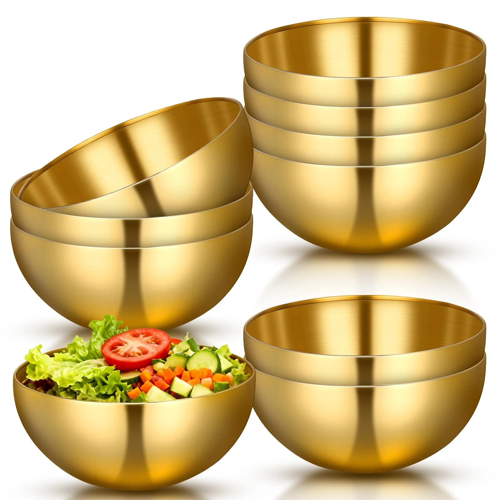 10 PCS Gold Bowls 5.9 Inch Mixing Bowls Stainless Steel Decorative Salad