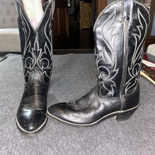 Laredo Made In The USA Black Leather Cowboy Western Boots Men's Size 7.5D 2580