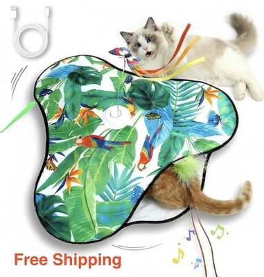 Interactive Cat Toys Rechargeable, MovingConcealed Feathers, Real Mouse Squeaky
