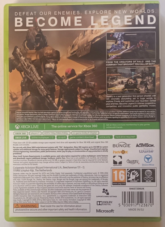 DESTINY XBOX 360 BRAND NEW ORIGINAL ACTIVISION SHOOTER GAME unsealed - Image 2 of 2