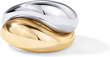 14K Gold Plated Mixed Metal Chunky Two Tone Wavy Dome Rings Pack for Women  Sta