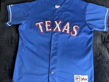 Vintage Texas Rangers Jersey Mens Large Blue MLB Baseball Alex Rodriguez 3 2000s
