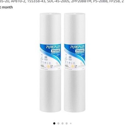 PUREPLUS PP20BB 20''x4.5'' 5 Micron Whole House Sediment Filter Cartridge 2pk