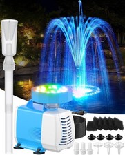 Submersible Pump RGB Pond Filter System Kits,3-In-1 Pond Filter Fountain with Co