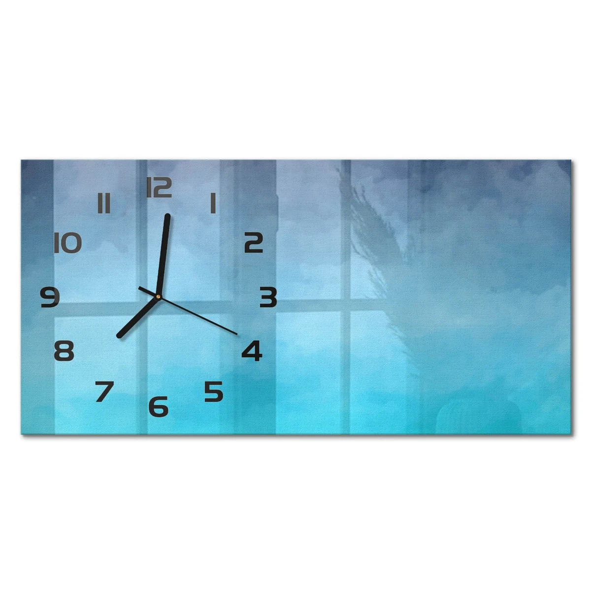 Reloj de Pared Rectangular Horizontal de Vidrio Templado Premium Humo 60x30 cm