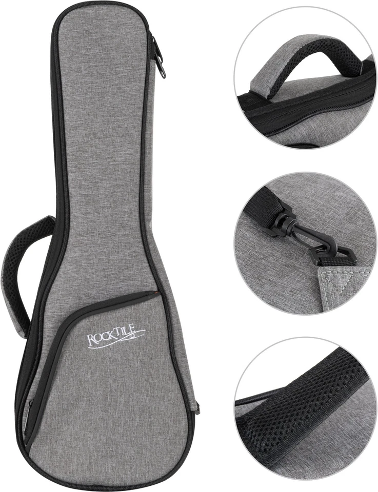 Housse pour Ukulélé Soprano Etui Gigbag avec Rembourrage de Transport en Gris - Photo 3/4